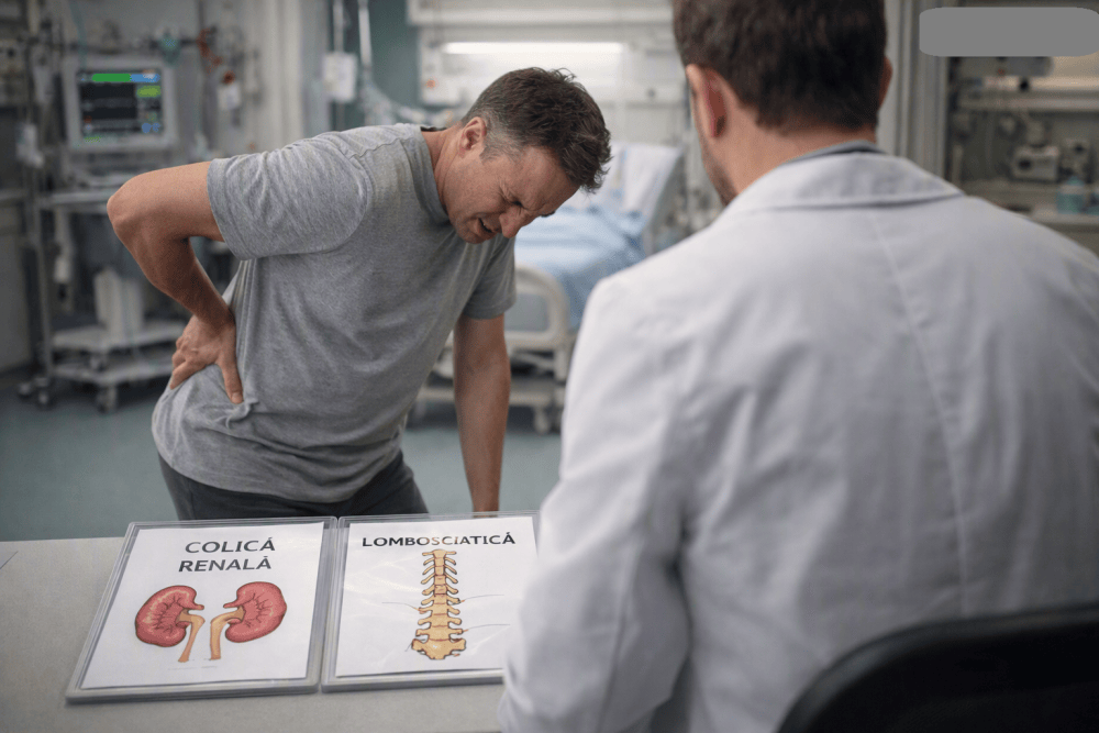 pacient cu durere lombara - dolor lumbar -acuta la medic triaj colica renala vs lombosciatica