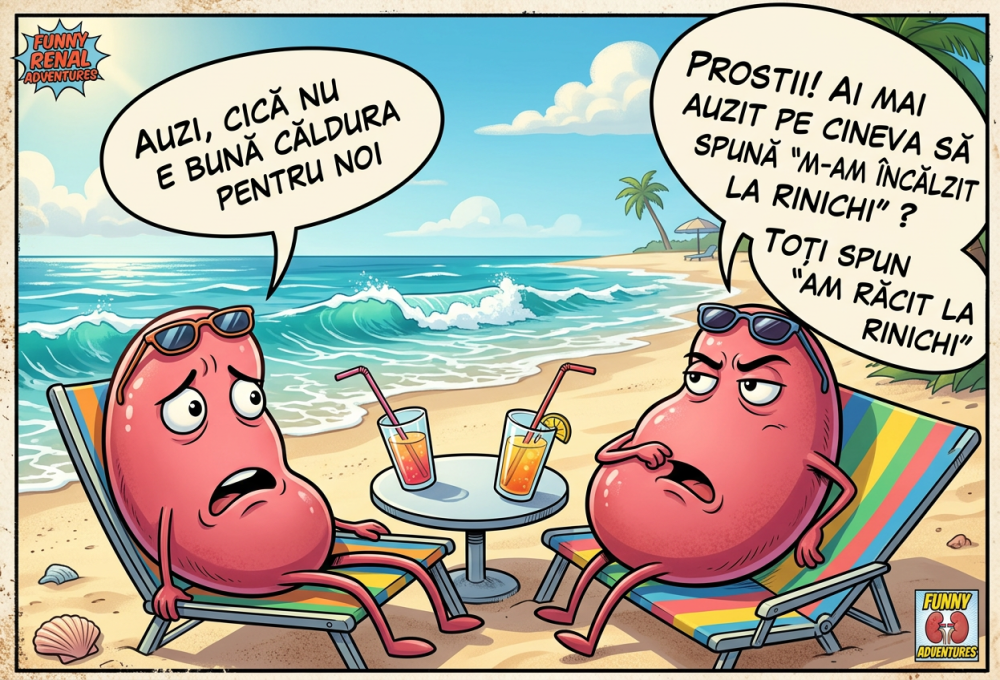 caricatura medicala rinichi deshidratare stres termic