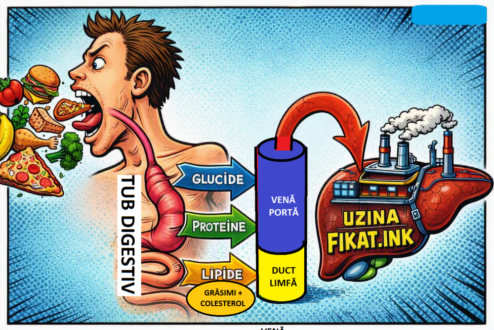 traseu tub digestiv vena porta duct limfa uzina fikat ink lipide glucide proteine